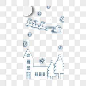 圣诞雪景故事边框雪花图片