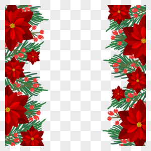 圣诞一品红花卉边框装饰叶子图片