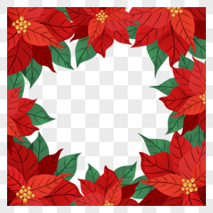 圣诞一品红花卉边框图片