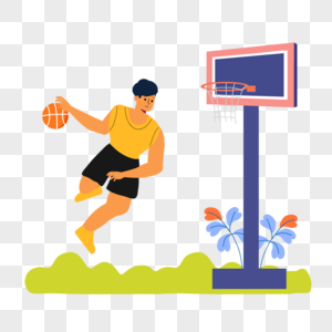 起跳灌篮篮球运动人物插画图片