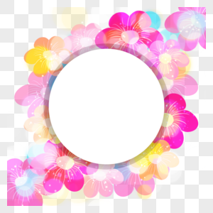 多彩粉色花瓣花卉抽象光效边框图片