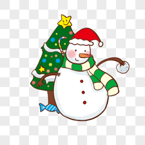 彩色卡通可爱圣诞节雪人图片