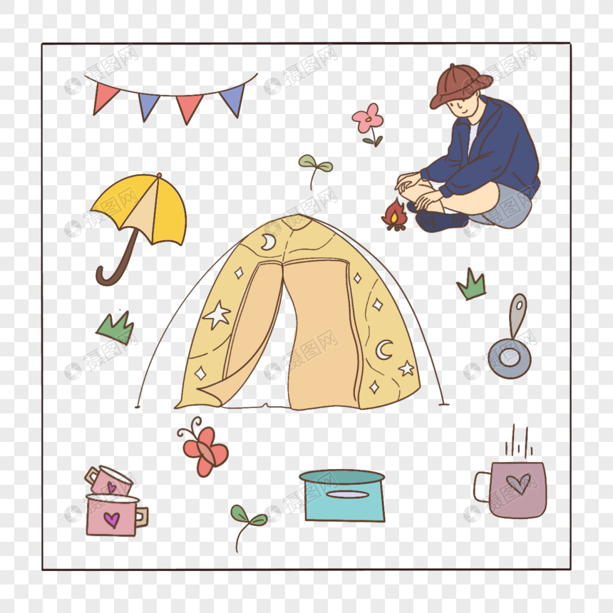 野营日用品雨伞帐篷图片
