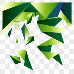 几何立体抽象绿色立体边框图片