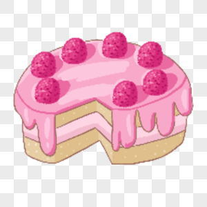 粉红色的草莓像素艺术蛋糕图片