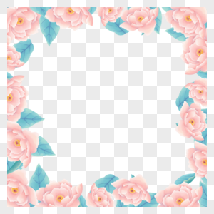 复古水彩粉色花卉植物婚礼边框图片