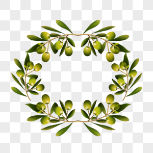 可爱头戴奥运会橄榄枝花卉边框花环装饰高清图片素材
