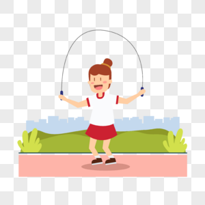 跳绳运动插画快乐的女孩跳绳运动图片