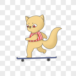 可爱松鼠玩滑板卡通形象高清图片