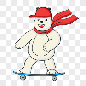 卡通可爱小熊动物滑板运动高清图片