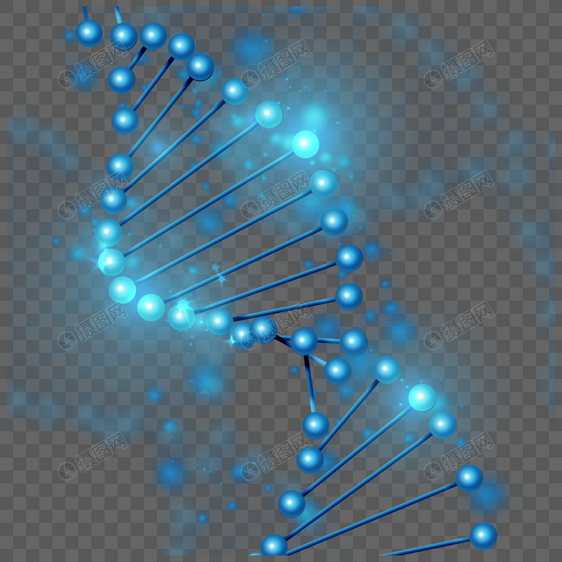 蓝色圆球线条光效抽象dna图片