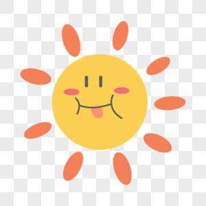 微笑吐舌头卡通可爱太阳图片