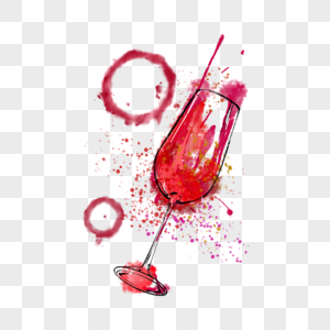 艺术背景水彩和红酒酒杯图片