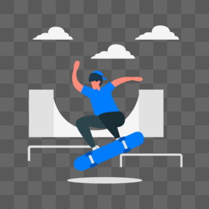 街头滑板极限运动人物插画图片