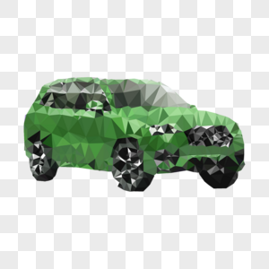 低多边形吉普车绿色抽象图片