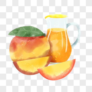水彩画芒果和果汁图片