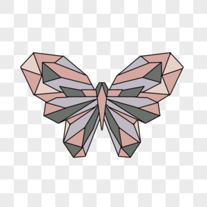 灰粉色翅膀立体几何蝴蝶图片