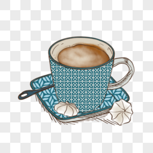 咖啡器具蓝白花纹咖啡杯图片