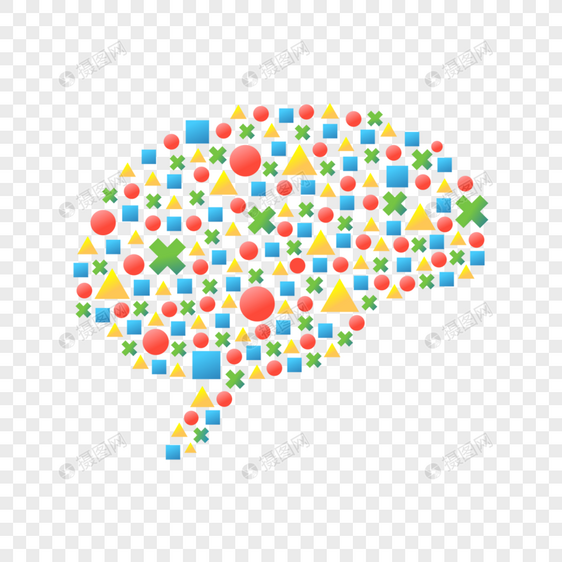 几何色块创意人类大脑图片