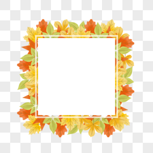 方形树叶枫叶秋天叶子边框图片