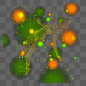 在光点中翩翩起舞的抽象光效线条人物图片