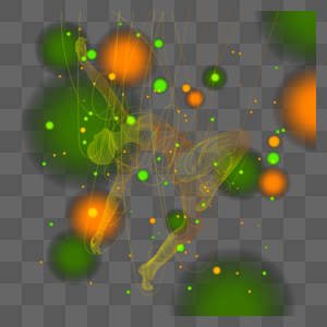 星点中跳舞的抽象光效线条人物图片
