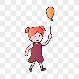 儿童节人物拿着气球的女孩卡通人物高清图片素材