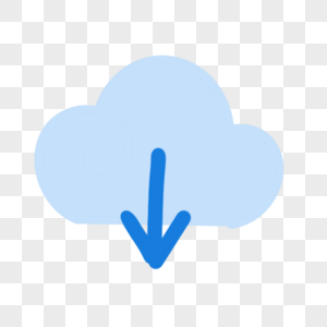 蓝色云朵向下箭头可爱天气图标图片