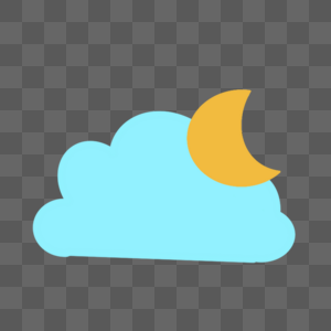 蓝色云层和月亮可爱天气图标图片