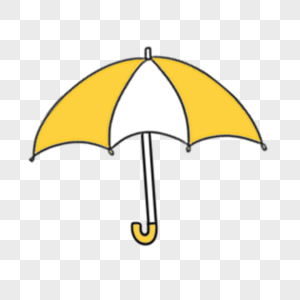 春雨中可爱黄色雨伞图片