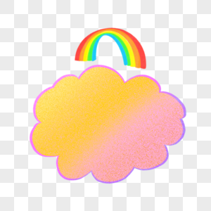 卡通儿童节粉色云朵和彩虹孩子高清图片素材