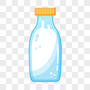 透明蓝色玻璃瓶卡通牛奶装饰图片