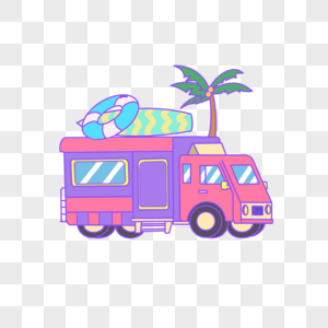 紫色冲浪巴士夏日图片