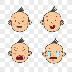 四个可爱卡通婴儿简笔画表情包图片
