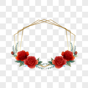 浪漫水彩花卉婚礼边框图片
