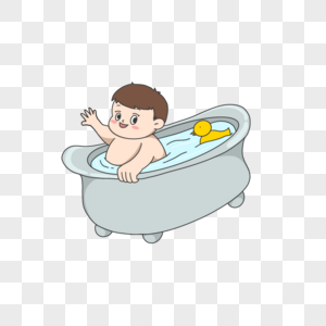 小男孩浴缸泡澡洗澡图片