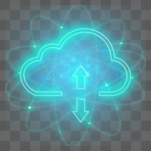 抽象光效科技闪亮蓝色箭头云朵图片