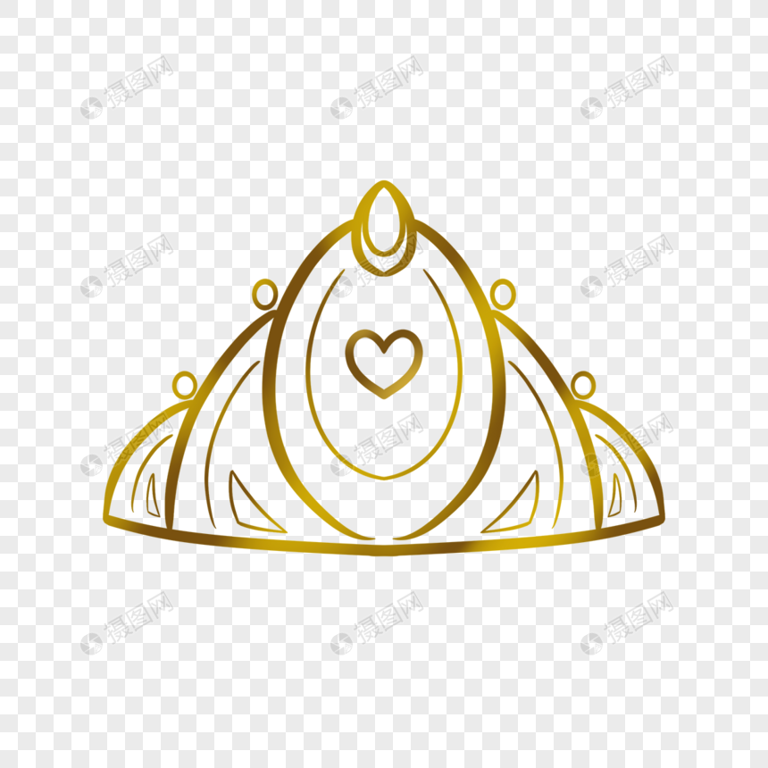 公主王冠徽章金色图标图片