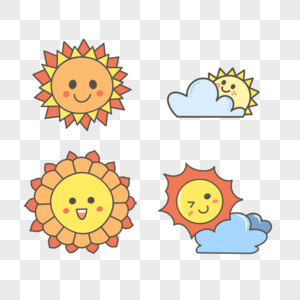 可爱卡通云朵双层太阳图片