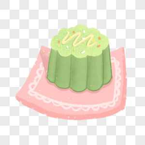 粉色托盘白花纹绿色抹茶蛋糕图片