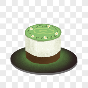 绿色盘子美味抹茶蛋糕图片