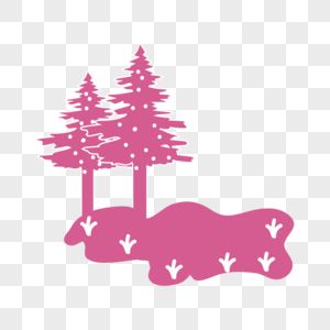 卡通水彩粉色大树剪贴画图片