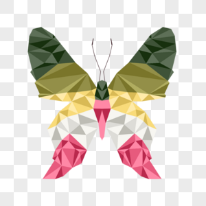 几何风格多边形低聚彩色蝴蝶图片