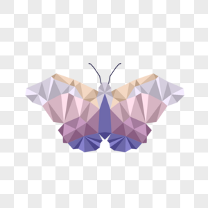 紫色渐变几何风格多边形低聚蝴蝶图片