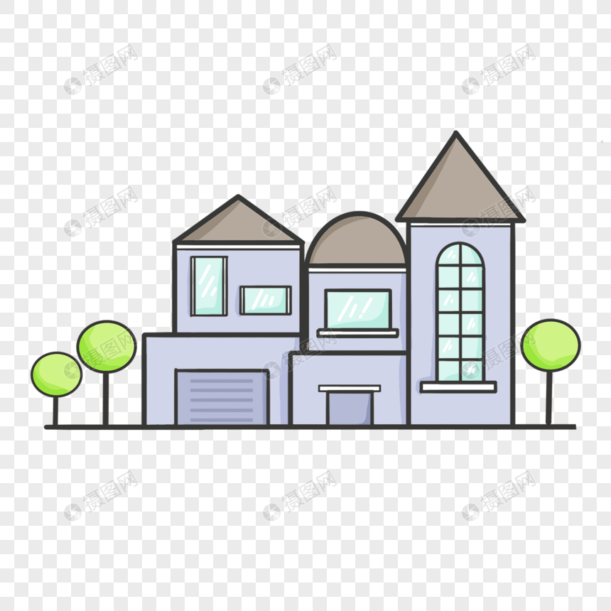 紫色卡通可爱房子图片
