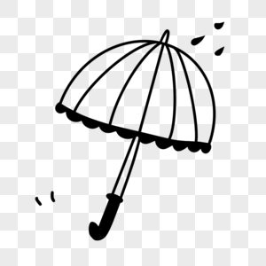 创意黑白单色涂鸦手持雨伞图片