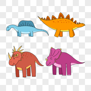 描线可爱大型爬行动物彩色恐龙图片