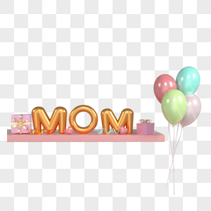 母亲节气球和礼品盒背景图片