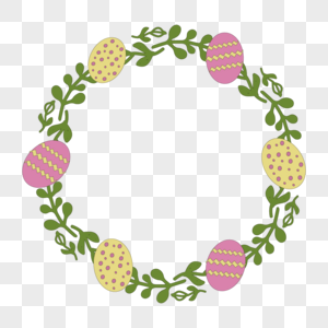 绿色黄色粉色复活节彩蛋花环图片