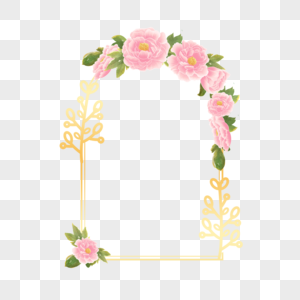牡丹婚礼边框水彩花卉图片
